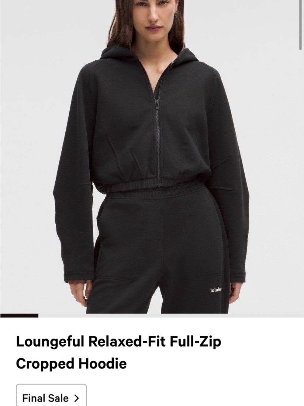 lululemon Black Cropped Loungeful Full-Zip Hoodie